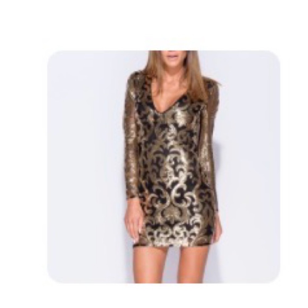 Elegant Gold and Black Dress